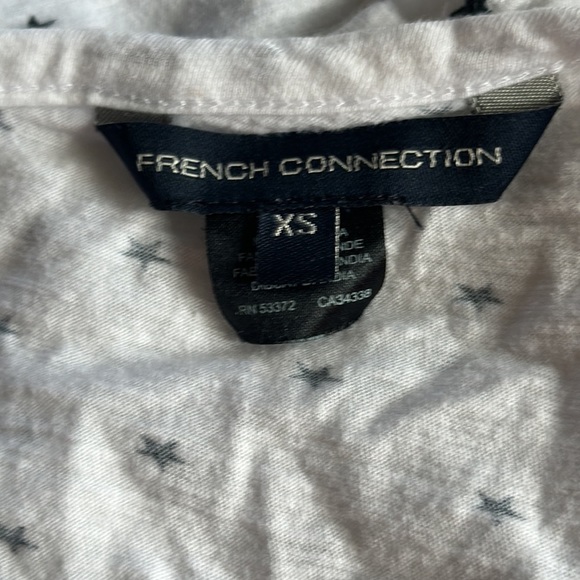 French Connection White Star Pattern Relaxed Fit Slub T-Shirt XS - Picture 6 of 7